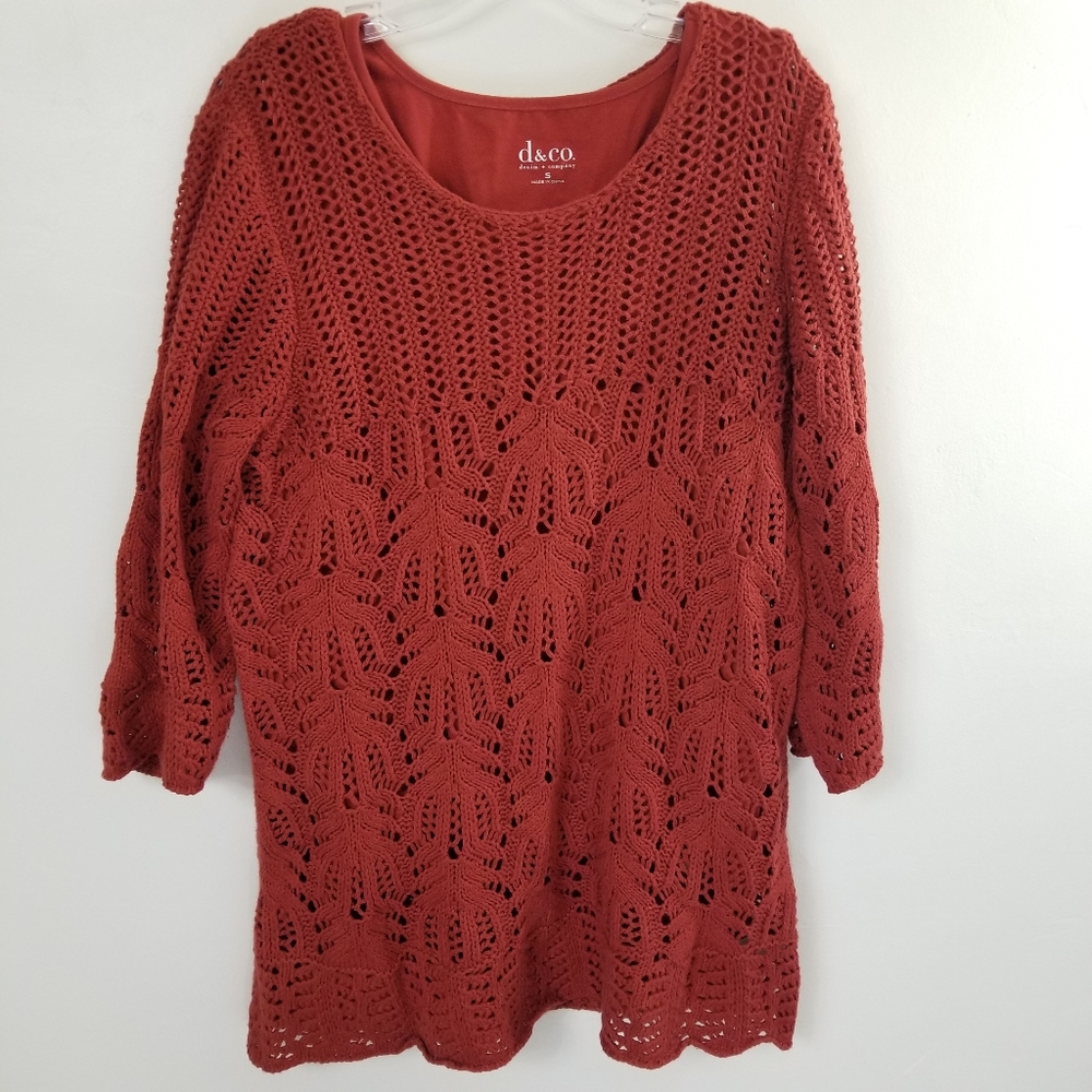 Denim & Company Burnt Orange Tunic Sweater